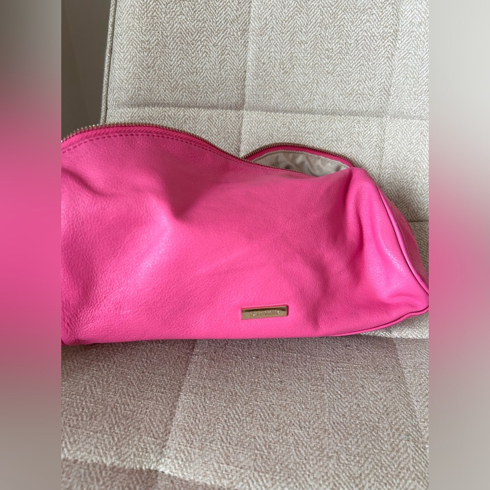 Pink Danier Leather Makeup Pouch